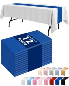 lot 32103 image: Pureegg Navy Blue Plastic Table Runners -, 14 x 108, Water Resistant & Disposable Centerpiece Decorations for Table Cloth, Wedding, Birthday, Holiday, Baby Shower, Party, Home Decor - Retail $10