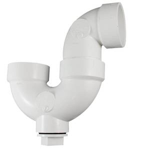 lot 32109 image: Canplas 193201AS PVC DWV P-Trap with Cleanout, 1 12-Inch, White - Retail $15