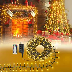 lot 32112 image: Ollny Cluster Lights Christmas 400LED 20FT, Warm White Christmas Tree Lights 8 Modes Timer Remote, Waterproof Connectable String Lights for Outdoor Indoor Outside Garland Xmas Decorations - Retail $36