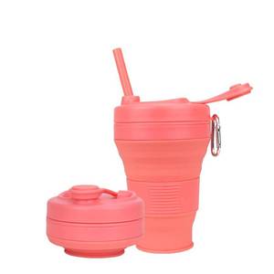 lot 32137 image: CYNROFVEN Silicone Coffee Cup with Straw lid Collapsible Cups for Traveling 20oz Lightweight Folding Water Mug for Picnic Hicking Camping Climbing - Retail $13