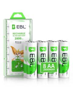 lot 32138 image: EBL Pack of 8 AA Batteries 2800mAh High Capacity Precharged Ni-MH AA Rechargeable Batteries - Retail $10