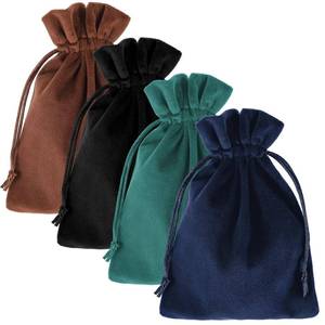 lot 32151 image: Tucnoeu 4pcs 7.08 X 5.11inch Velvet Gift Bags Soft Velvet Bags with Drawstrings,Dice Bag Small Drawstring Pouch for Tarot Rune Jewelry Crystal(4 Colors) - Retail $8
