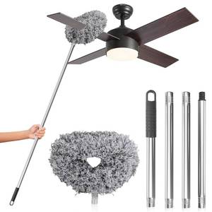 lot 32156 image: DRQ Ceiling Fan Cleaner Duster, Reusable Microfiber Duster with Extension Pole, 13 to 48 Inch Fan Blade Cleaner, Removable Dusters for Cleaning Walls Bookshelves Door Window Top (Grey) - Retail $10