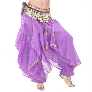 lot 32158 image: BellyLady Belly Dance Harem Pants Tribal Baggy Arabic Halloween Pant, Purple, Free Size - Retail $17