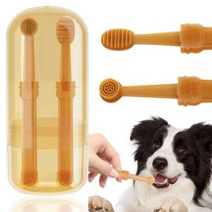 lot 32160 image: Tsxurepaw Dog & Cat Toothbrush Kit with Storage Cup, 360° Silicone Mini Head Tongue Cleaning Brush, Pet Dental Care for Doggie Kitten Ferret Dutch Pigs - Retail $13