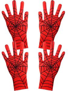 lot 32169 image: Geyoga 2 Pairs Spider Web Gloves Mardi Gras Spider Red and Black Gloves for Halloween Masquerade Homecoming Cosplay Gifts(Child) - Retail $13