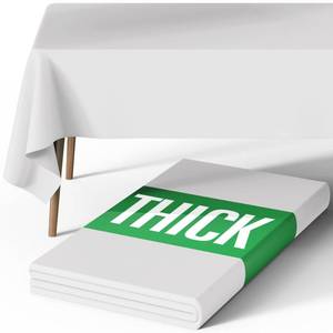 lot 32173 image: Pureegg Rectangle Table Cloth 60 x 84 Durable Polyester Tablecloth Offers Reusable & Washable Protection, Ideal for Outdoor Party, Picnic, Wedding, Banquet and Birthday, 1 Pack, White used see photo - Retail $6