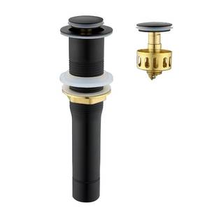 lot 32177 image: Pop up Sink Drain Stopper for Bathroom Vessel Vanity Sink Art Basin Matte Black, Small Cap Without Overflow, Metal Pop-up Drain Strainer with Detachable Basket Stopper - Retail $16