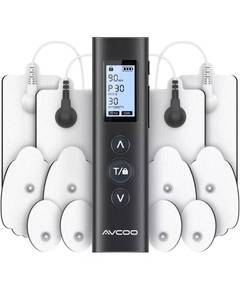 lot 41604 image: AVCOO 30 Modes TENS EMS Unit Compact Muscle Stimulator for Pain Relief of Back, Shoulder, Neck, Rechargeable & Portable Dual Channel EMS Muscle Stimulator with 30 Intensity Levels, 12 Electrode Pads - Retail $22