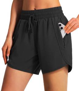 lot 41613 image: Ksmien Womens 5 7 Athletic Running Shorts Quick Dry Lightweight Workout Gym Shorts with Zipper Pockets UPF 50 Black - Retail $20