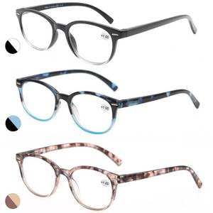 lot 41618 image: MODFANS Reading Glasses 2.5 Women 3 Pack Spring Hinge Fashion Round Stylish for Reading with Pouch - Retail $17