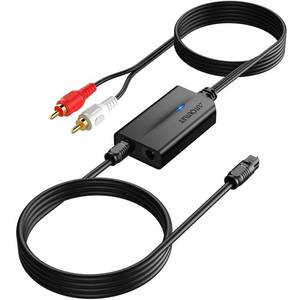 lot 41622 image: AUTOUTLET 192kHz DAC Digital to Analog Audio Converter 7ft2.1m Digital Audio Optical to RCA Male Cable for HDTV, DVD, Blu-Ray Players and Game Consoles - Retail $13