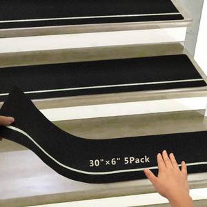 lot 41625 image: LYHLYA 5 Pack 6 X 30 Outdoor Stair Treads Non-Slip with Glow in Dark Stripe - Retail $16