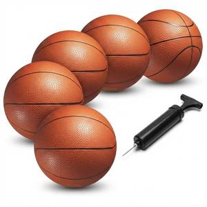 lot 41626 image: Mini Basketball Set for Kids - 6 Inch (5 Pack) wHand Pump - Small Size Indoor Mini Hoop Balls for Toddlers - Over The Door Basketball Games, Indoor & Outdoor, Small Hoops, Pool Play & Party Favors - Retail $15