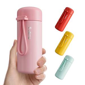 lot 41631 image: Exllena Mini Water Bottle 5oz, Small Insulated Water Bottle for Hot&Cold Drinks, Water Bottle Purse with Carry Handle - 100% Leakproof Perfect for School, Travel...(Pink) - Retail $10