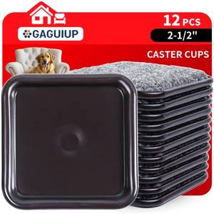 lot 41636 image: 2 12 Square Carpet Bottom Furniture Caster Cups, Reusable Furniture Sliders for Hardwood Floors, Felt Furniture Pads Coasters to Protect Tile or Laminate Floors from Scratches, BrownGray (8 Pack) - Retail $14