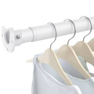 lot 43823 image: Closet Rods for Hanging Clothes, 17 to 84 Inch Heavy Duty Stepless Adjustable Closet Hanging Rod, 1.3 Inch Diameter Metal Closet Rod for Wardrobes Laundry Bedroom RV, White - Retail $17