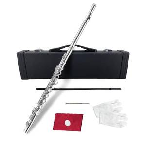lot 43824 image: Conboxus Silver Plated 16-Hole C Flute - Perfect for Band & Young Musicians,Closed Hole Design for Easy Learning,Complete Starter Set with Case & Pro Care Kit(silver) - Retail $80