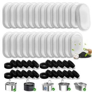 lot 43838 image: 50 Pack Cat Water Fountain Filters for 1083.2L& 67oz2L Stainless Steel Pet Water Dispenser CatDog Fountain Filter Replacement(25 Filters & 25 Sponges) - Retail $19
