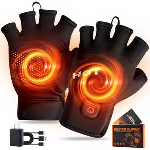 lot 48670 image: Heated Gloves for Men Women- Rechargeable Electric Full&Half Hands Electric Heated Gloves Work Arthritis Pain Relief Hot Compress Hand Warmers for Cycling Skiing Hunting (Fingerless, Medium) - Retail $33