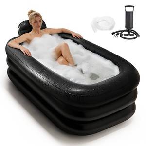 lot 48700 image: Inflatoast Portable Bathtub for Adults - Ice Bath & Hot Tub for Athletes Recovery, Home SPA - Large Inflatable Bathtub 62.2x37.4x17.72in, Includes Pump, Easy Inflate & Drain - Retail $52
