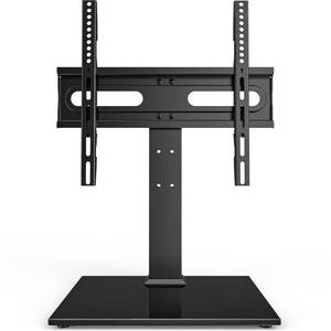 lot 48702 image: Universal TV Stand - Table Top TV Stand for 27-60 inch LCD LED TVs - 9 Level Height Adjustable TV Base Stand with Tempered Glass Base & Wire Management, VESA 400x400mm - Retail $27