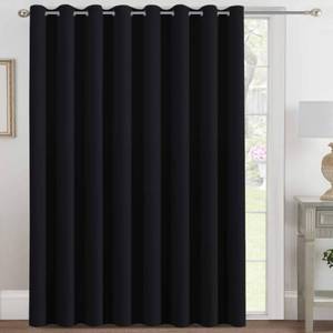 lot 48712 image: H.VERSAILTEX Blackout Patio Curtains 100 x 84 Inches for Sliding Door Extral Wide Blackout Curtain Panels Thermal Insulated Room Divider - Grommet Top, 7 Tall by 8.5 Wide - Jet Black - Retail $26