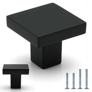 lot 48726 image: FURFITT 9 Pack Matte Black Square Cabinet Knobs 1-316 Inch(30mm) Length Solid Zinc Alloy Drawer Dresser Knobs Kitchen Cupboard Bathroom Furniture Hardware