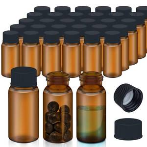 lot 48732 image: 100Pcs 0.2Oz5ml Brown Glass Vials with Screw Cap, Glass Sample Vial with PE Stopper, Leak-Proof Small Glass Bottles Jars Containers Essential Oil Bottles for Storage Liquid, Pills and Lab Use - Retail $21
