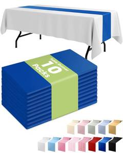 lot 48735 image: Pureegg Navy Blue Plastic Table Runners - 10 Pack, 14 x 108, Water Resistant & Disposable Centerpiece Decorations for Table Cloth, Wedding, Birthday, Holiday, Baby Shower, Party, Home Decor - Retail $10