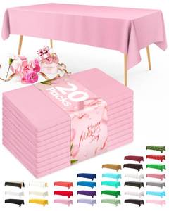 lot 48737 image: Pureegg Plastic Table Cloth Disposable 20 Pack, 54 x 108 Inch Table Cloths, Easter Party, Valentines, Mothers Day Decorations, Tablecloths, Rectangle, Pastel Plastic Cover, Leakproof & Sturdy, Pink - Retail $23