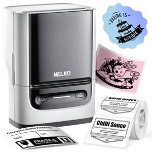 lot 51130 image: Nelko Label Maker Machine with Tape, PM220 Bluetooth Label Printer, 2 Inch Portable Thermal Printer for Small Business, Address, Logo, Clothing, Smart AI APP for iOS, Android & PC, White - Retail $29