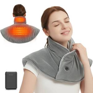 lot 51137 image: Graphene Cordless Neck Heating Pad for Pain Relief, Portable USB Electric Heating Pad with Battery & Weighted, Auto-Off, Grey - Retail $60