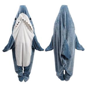 lot 51138 image: Shark Blanket Hoodie Onesie, Shark Onesie Adult, Shark Sleeping Bag for Adult (XXL) - Retail $40