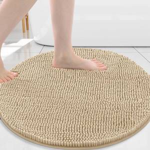 lot 51140 image: Arotive Bathroom Rugs Round 30x30, Extra Soft Absorbent Shaggy Chenille Bath Rugs, Machine Washable Rubber Backing Non-Slip Bath Mats for Bathroom Floor Tub and Shower, Home Decor Accessories, Beige - Retail $19
