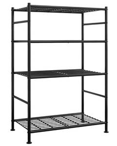 lot 62586 image: Sakugi Storage Shelves - 4 Tier Shelf Organizer, Heavy Duty Garage Shelving Unit with Leveling Feet, Stable Metal Shelves Organizer for Pantry, Kitchen and Closet, 33.0 W x 12.6 D x 57.2 H, Black - Retail $60