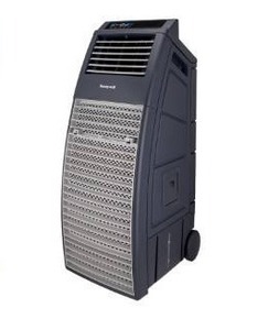 lot 60748 image: 2 count Refurbished Honeywell CO301PC Portable Evaporative Cooler with Remote Control 830 CFM