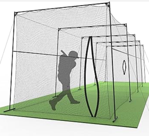 lot 20603 image: Murray Sporting Goods BaseballSoftball Batting Cage 40 ft - Black Steel Metal Frame with 60-Ply Net  Net Includes 7 ft Entrance Door and 4 ft Pitching Machine Hole - Retail $799
