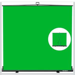 lot 20614 image: RAUBAY 78.7 x 82.7in Large Collapsible Green Screen Backdrop Portable Retractable Chroma Key Panel Photo Background with Stand for Video Conference, Photographic Studio, Streaming - Retail $219