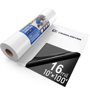 lot 20625 image: Crawl Space Vapor Barrier - 16 mil 10 x 100, Concrete Vapor Barrier, Vapor Barrier for Crawlspace Encapsulation kit, Crawlspace Liner, Roll of Heavy Duty Plastic sheeting, Black and White Panda Film - Retail $319