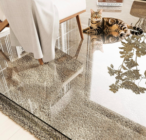 lot 20630 image: Tempered Glass Chair Mat 58x44 �� Ultra-Clear Office Chair Mat for Hardwood Floors & Low-Pile Carpets �� Heavy-Duty 0.2 Scratch-Resistant Surface with Non-Slip Pads �� Supports 1,000 lbs - Retail $189