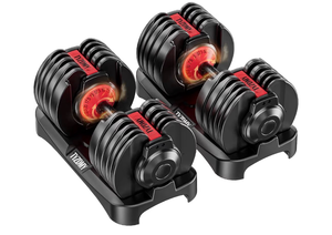 lot 20632 image: TYZDMY Adjustable Dumbbells Set of 2��Free Weights Dumbbells Set��Adjustable Dumbbell Set��52.5 lbs pair 105 lbs��15 in 1��for MenWomen Gym Equipment for Home Strength Training Equipment - Retail $299