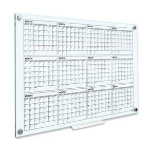 lot 20649 image: Scribbledo Yearly 34X46 Glass Whiteboard Calendar Planner White Board 12 Month Dry Erase Calendar For Wall Glass Calendar Whiteboard Large Wall Cale - Retail $189