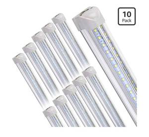 lot 20650 image: 10Pack 8FT LED Shop Lights, 100W 16000LM 6500K Linkable Shop Light, High Output Clear Cover, Integrated T8 8FT LED Tube Light for Garage, Workshop, Warehouse, Barn, Plug and Play - Retail $176