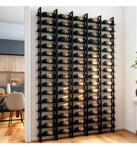lot 20652 image: Large Wall Mount Wine Rack, 16 Tier 80 Bottle Wine Storage Organizer Display Holder, Modern Metal Wine Storage for Wine Cellars, Home Bars, Kitchens, and Dining Rooms - Retail $409