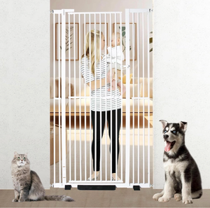 lot 20658 image: YZHDUXIU 71 inch Extra Tall Cat Gate,Extra Wide Adjustable 29.92-43,Pressure Mounted Walk Through Swing Safety Dog Pet Gates for Stairs, Doorways, Kitchen - Retail $175