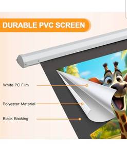 lot 20666 image: YODOLLA 84inch Motorized Projection Screen, 169 4K 3D HD Electric Projector Screen, WallCeiling Mounted White Projection Screen with Two Remote Controls for Indoor & Outdoor Use - Retail $129