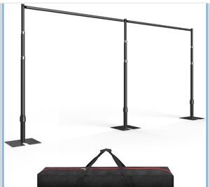lot 20679 image: EMART Backdrop Stand Heavy Duty 10ftx20ft, Adjustable Pipe and Drape Photo Background Support Kit, Metal Frame with Flat Base for Wedding Birthday Party Banquet Decorations - Retail $349