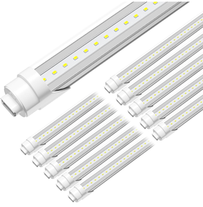 lot 20685 image: ONLYLUX 8ft R17D LED Tube Light, F96t12 HO 8 Foot Bulbs, 96 Shop Light to Replace T8 T12 Fluorescent Bulbs, 100-277V Input, 4800LM, Cold White 6000K, Clear Lens (10 Pack) - Retail $169