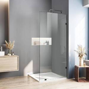 lot 20693 image: Bougainora4.54.5 out of 5 stars(35)Shower Glass Panel, 30.5 W x 78.75 H Fixed Shower Screen Panel with 38(10mm) SGCC Clear Tempered Glass, Frameless Walk in Shower Door for Bathroom (Chrome, 30.5 W x 78.75 H) - Retail $329